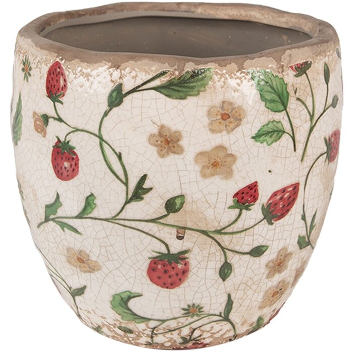 Clayre & Eef 6CE1634M Indoor Flower Pot Beige Red Ø 14x14 cm