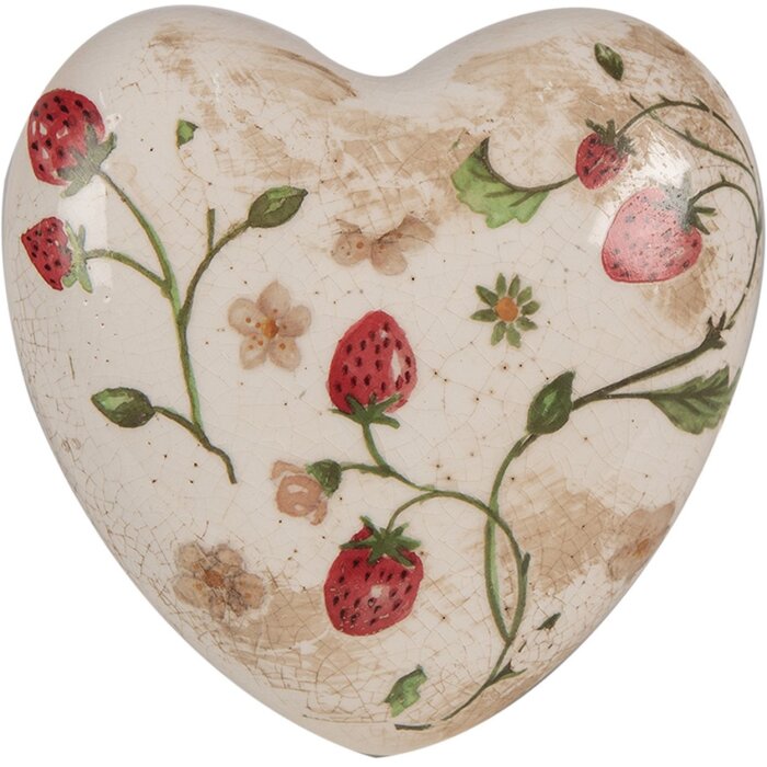 Clayre & Eef 6CE1637 Decorative Heart Beige Red 11x11x4 cm