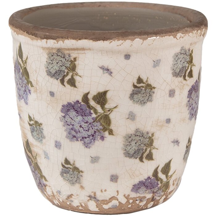 Clayre & Eef 6CE1638XS Flower Pot for Indoors Beige Blue Ø 11x10 cm