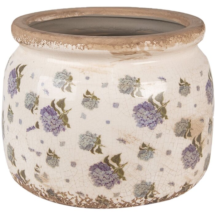 Clayre & Eef 6CE1639L Flower Pot for Indoors Beige Blue Ø 20x15 cm