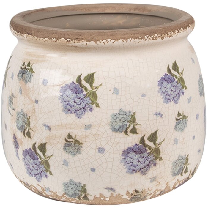 Clayre & Eef 6CE1639M Indoor Flower Pot Beige Blue Ø 16x13 cm