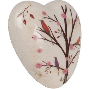 Clayre & Eef 6CE1648 Decorative Heart Beige Brown 12x12x4 cm