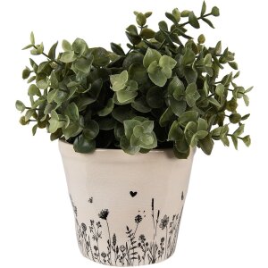 Clayre & Eef 6CEFAF0001S Flower Pot for Indoors Beige, Black Ø 12x11 cm