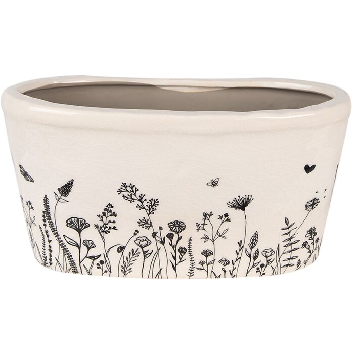 Clayre & Eef 6CEFAF0003L Flower pot for indoors Beige, black 27x13x14 cm