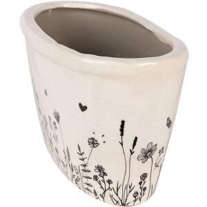 Clayre & Eef 6CEFAF0003L Flower pot for indoors Beige, black 27x13x14 cm