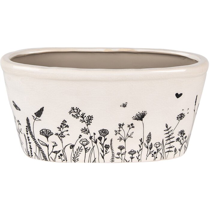 Clayre & Eef 6CEFAF0003M Indoor Flower Pot Beige Black 23x11x11 cm