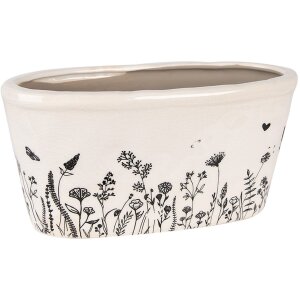 Clayre & Eef 6CEFAF0003M Indoor Flower Pot Beige Black 23x11x11 cm