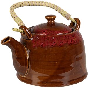 Clayre & Eef 6CETE0138 Teapot Brown Ø 14x12 cm...