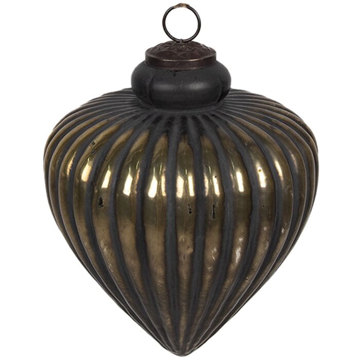 Clayre & Eef 6GL4312 Christmas bauble black, gold-coloured Ø 7x8 cm