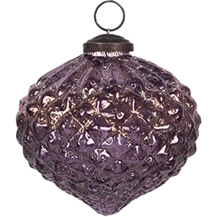 Clayre & Eef 6GL4324 Christmas bauble purple Ø 8x8 cm