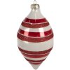 Clayre & Eef 6GL4330 Christmas bauble red white Ø 8x15 cm