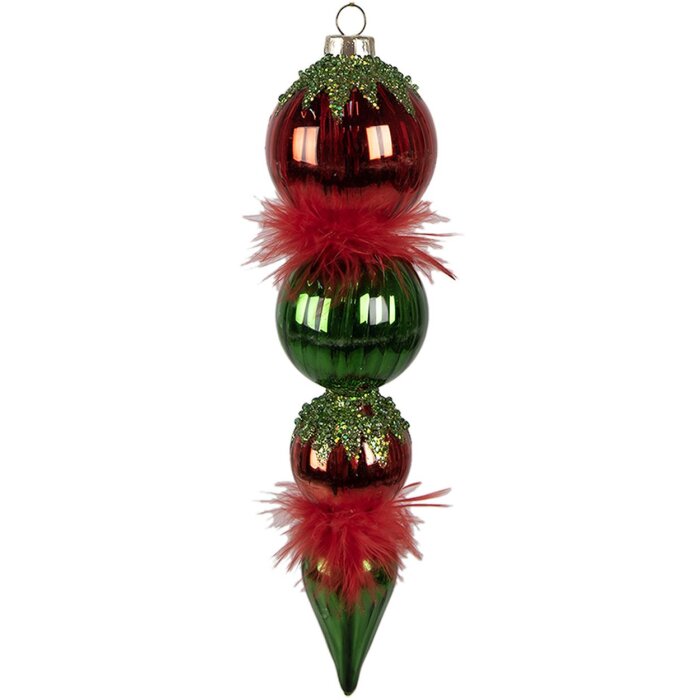 Clayre & Eef 6GL4331 Christmas bauble red green Ø 6x23 cm