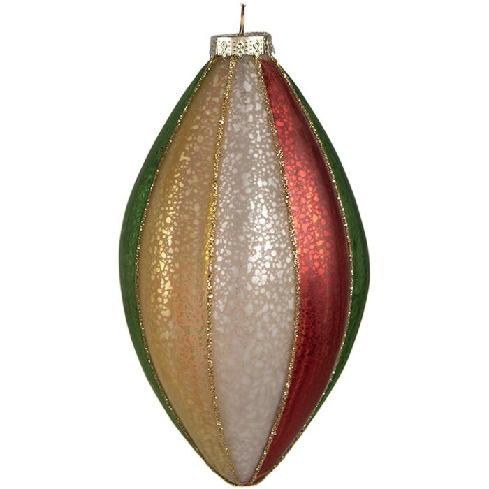 Clayre & Eef 6GL4340 Christmas bauble red green Ø 8x15 cm