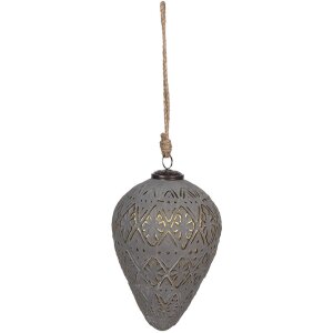 Clayre & Eef 6GL4361L Christmas bauble Grey Ø 17x26 cm