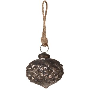 Clayre & Eef 6GL4367S Christmas bauble Grey Ø 8x8 cm