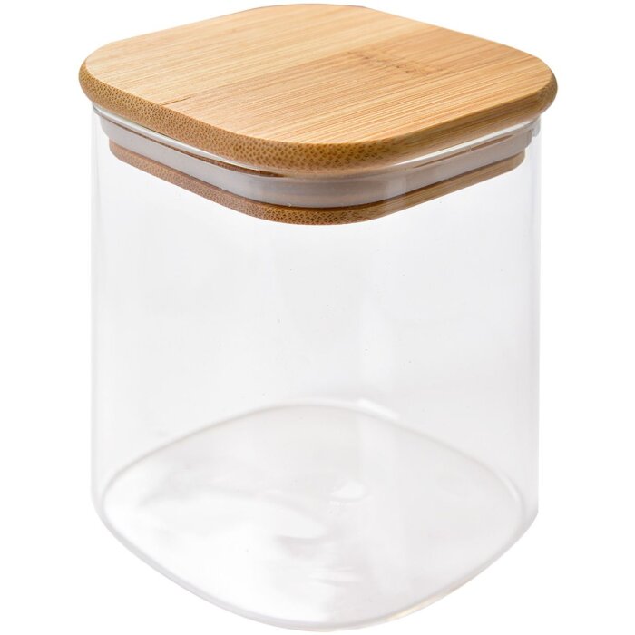 Clayre & Eef 6GL4417 Storage Tin with Lid Transparent 8x8x10 cm