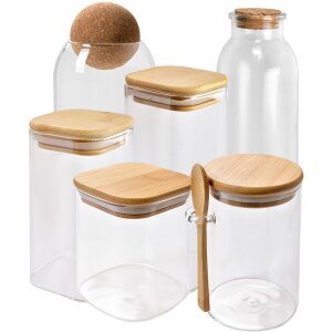 Clayre & Eef 6GL4419 Storage Tin with Lid Transparent 6x6x15 cm