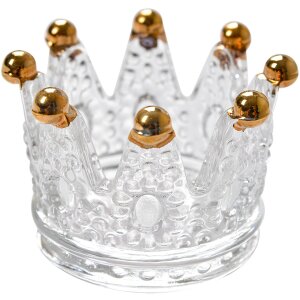 Clayre & Eef 6GL4429 Glass Candle Holder Crown...