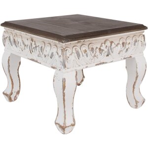 Clayre & Eef 6H2308 Side Table White Brown 40x40x33 cm