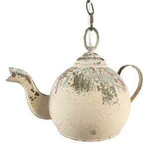 Clayre & Eef 6LMP783 Hanging Lamp Beige Green 37x20x26 cm E14-max 1x25W Teapot