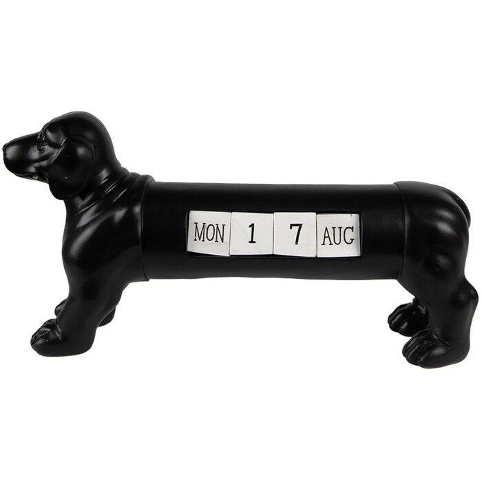 Clayre & Eef 6PR3862 Calendar Dog Black 31x8x15 cm