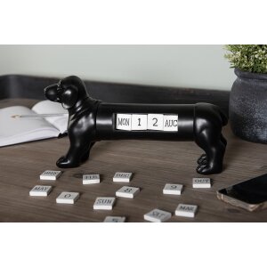 Clayre & Eef 6PR3862 Calendar Dog Black 31x8x15 cm