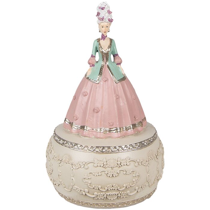 Clayre & Eef 6PR3898 Music Box Pink, White Ø 12x19 cm