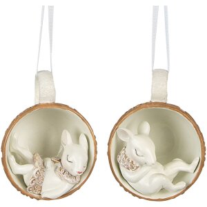 Clayre & Eef 6PR3903 Hanging Mouse in Cup (Set of 2)...