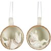 Clayre & Eef 6PR3903 Hanging Mouse in Cup (Set of 2) Beige, Brown 10x7x6 cm