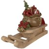 Decoration Christmas presents on sleigh Brown, red 38x16x29 cm