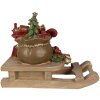 Decoration Christmas presents on sleigh Brown, red 38x16x29 cm