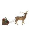 Clayre & Eef 6PR3909 Decorative Reindeer with Sleigh Brown, Red 30x9x20 cm