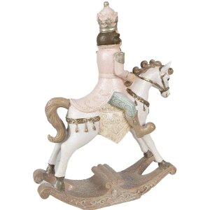 Clayre & Eef 6PR3911 Decoration Rocking Horse White, Pink 22x9x29 cm