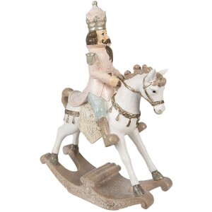 Clayre & Eef 6PR3911 Decoration Rocking Horse White, Pink 22x9x29 cm