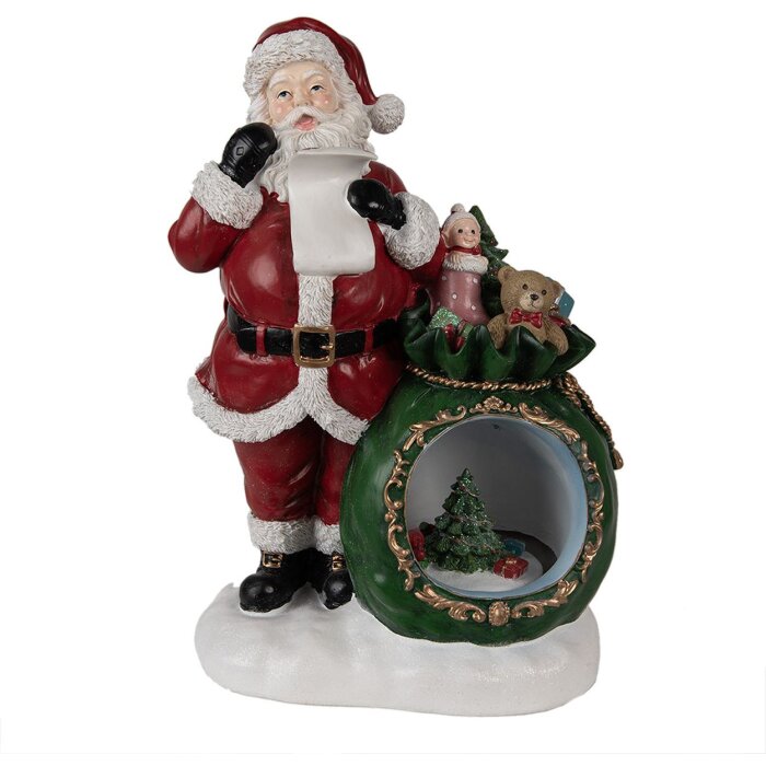 Christmas decoration Father Christmas with snow globe LED red, white, green 26x16x36 cm