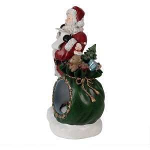 Christmas decoration Father Christmas with snow globe LED red, white, green 26x16x36 cm