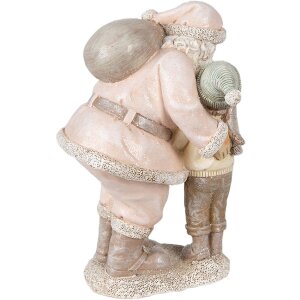 Clayre & Eef 6PR3932 Christmas Decoration Statue Father Christmas Pink 13x11x18 cm