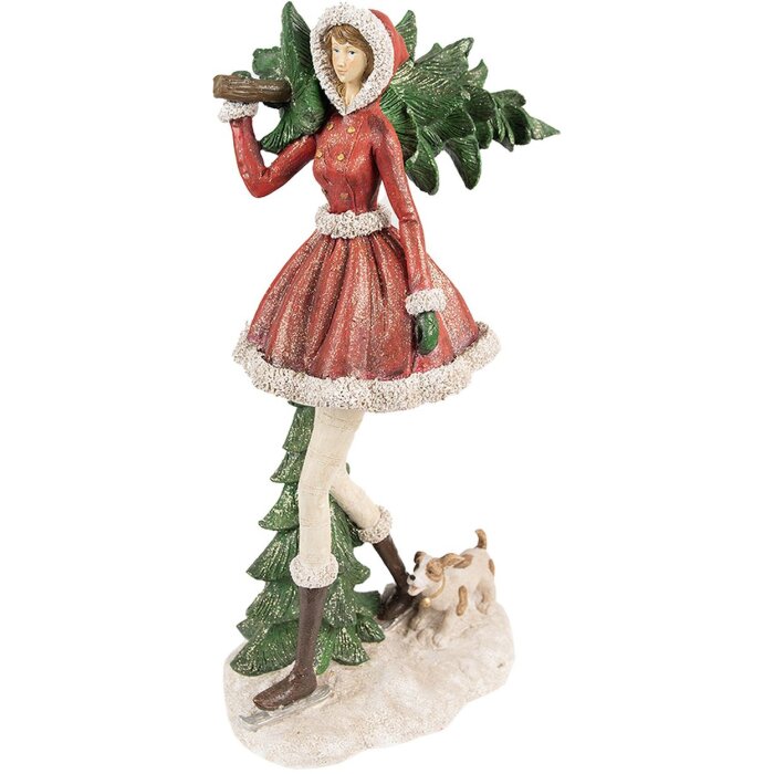 Clayre & Eef 6PR3942 Decoration Girl Red Green 25x17x43 cm