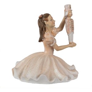 Clayre & Eef 6PR3944 Decorative Ballerina Pink White 12x12x13 cm Polyresin