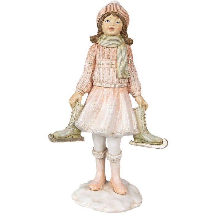 Clayre & Eef 6PR3945 Decoration Girl Pink White 13x9x21 cm