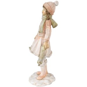 Clayre & Eef 6PR3945 Decoration Girl Pink White 13x9x21 cm