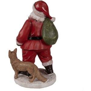 Clayre & Eef 6PR3946 Christmas Decoration Statue Father Christmas Red 16x14x26 cm