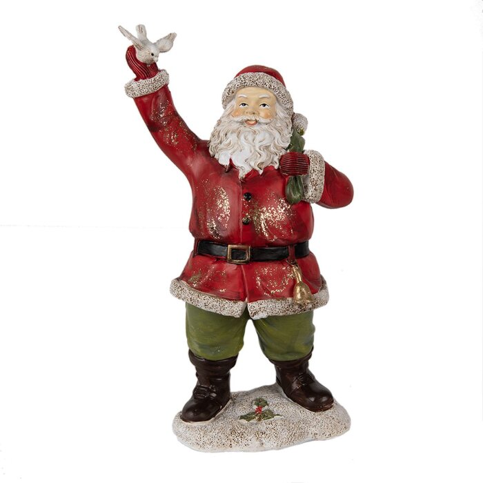 Clayre & Eef 6PR3948 Christmas Decoration Statue Father Christmas Red 13x10x23 cm