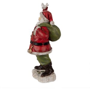 Clayre & Eef 6PR3948 Christmas Decoration Statue Father Christmas Red 13x10x23 cm