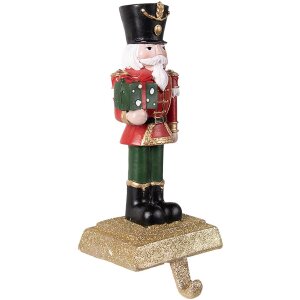 Clayre & Eef 6PR3950 Christmas Stocking Holder Nutcracker Red Green 11x10x25 cm