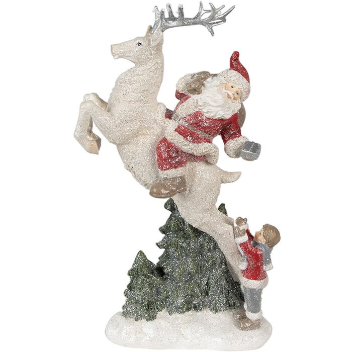 Clayre & Eef Christmas Decoration Statue Father Christmas Red White 19x10x33 cm