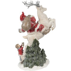 Clayre & Eef Christmas Decoration Statue Father Christmas Red White 19x10x33 cm