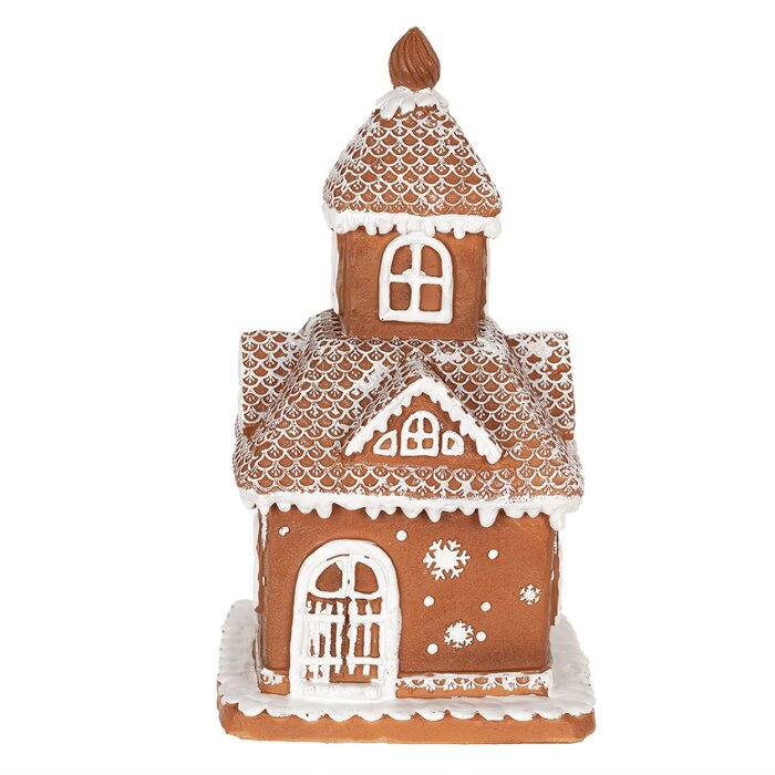 Clayre & Eef 6PR3983 Decoration House with LED Brown 14x14x25 cm- 3xAAA