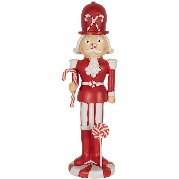 Clayre & Eef 6PR3984 Decoration Nutcracker Red White 7x7x23 cm