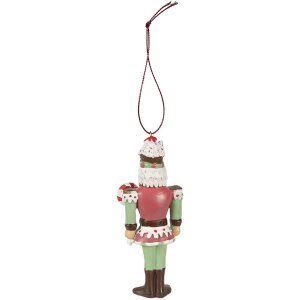 Clayre & Eef 6PR3996 Decoration Pendant Nutcracker Red White 5x3x12 cm